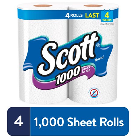 Scott 1000 Sheets Per Roll Toilet Paper, 4 Rolls