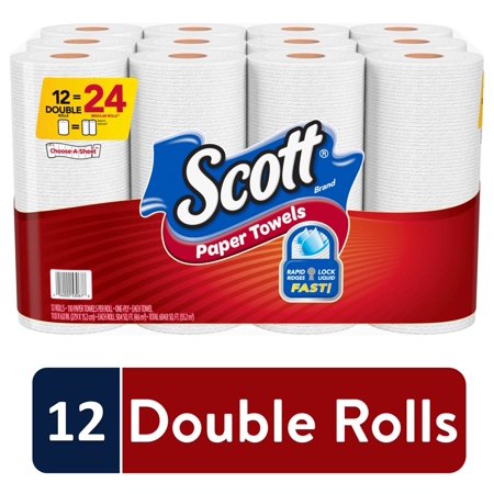 Scott Choose-A-Sheet Paper Towels, White, 12 Double Rolls