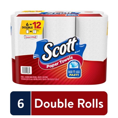 Scott Choose-A-Sheet Paper Towels, White, 6 Double Rolls