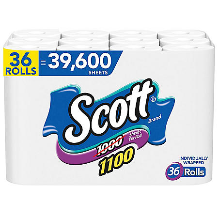 Scott Individually Wrapped 1-Ply Bath Tissue, Unscented (1100 sheets/roll, 36 rolls)