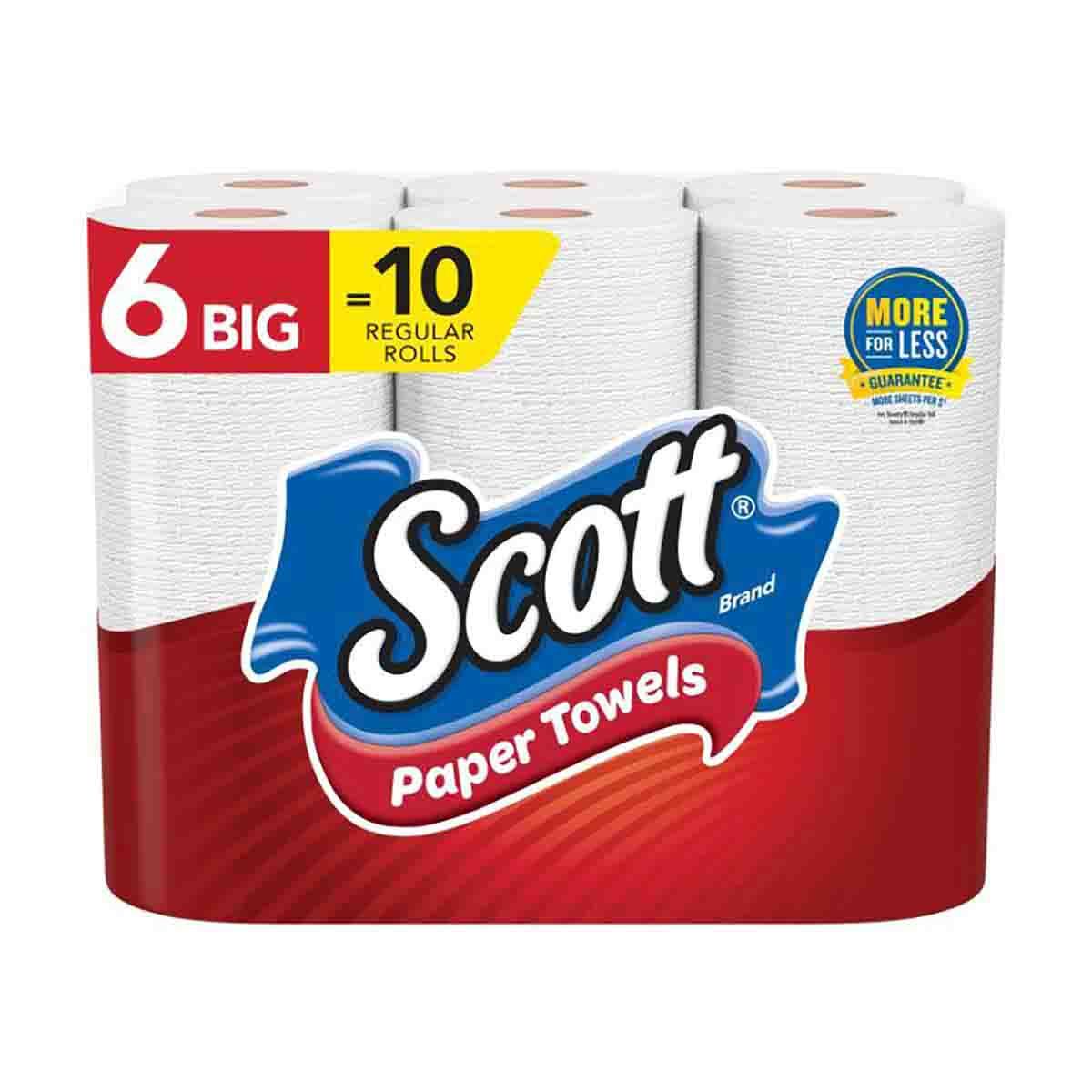 Scott Paper Towels, Choose-A-Sheet - 6 Big Rolls = 10 Regular Rolls (96 Sheets Per Roll) on Sale At Dollar General
