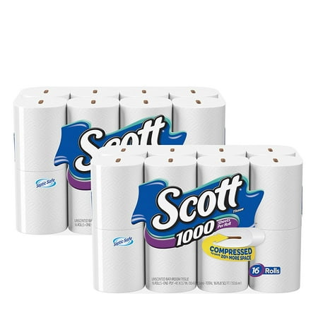 Scott 1000 Toilet Paper, Compressed Pack, 32 Rolls
