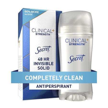 Secret Clinical Strength Antiperspirant Deodorant Invisible Solid Completely Clean 2.6 Oz.