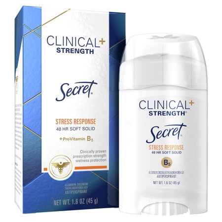 Secret Clinical Strength Antiperspirant Deodorant Soft Solid, Stress Response, 1.6 Oz.
