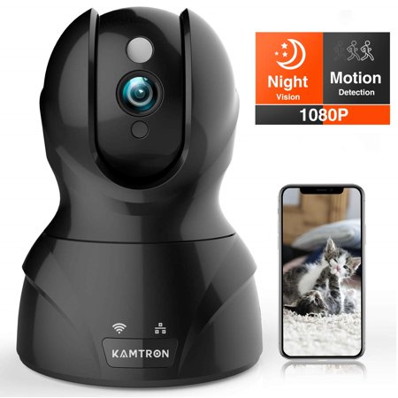 Security Camera 1080P WiFi Dog Pet Camera - Wireless Indoor Pan/Tilt/Zoom Home Camera Baby Monitor IP Camera with Motion Detection Two-Way Audio, Night Vision - Cloud Storage, Black