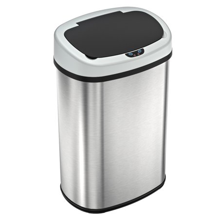 SensorCan Automatic Sensor Touchless Kitchen Trash Can Stainless Steel - 13 Gal / 49 L - Oval Shape
