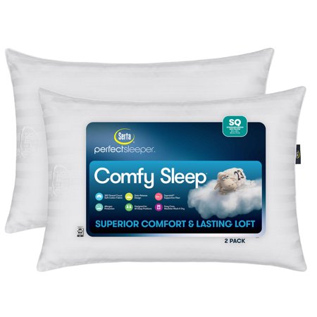 Serta Perfect Sleeper Comfy Sleep Bed Pillow, 2 Pack (Assorted Sizes)KING