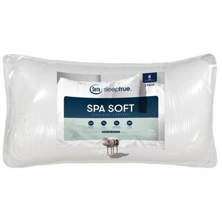 Serta Sleep True Spa Soft Medium Firm Pillow, King, White, 2 Pack