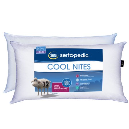 Sertapedic Cool Nites Bed Pillow, Set of 2, King