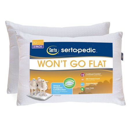 Sertapedic Won't Go Flat Pillow, Set of 2, Standard/Queen