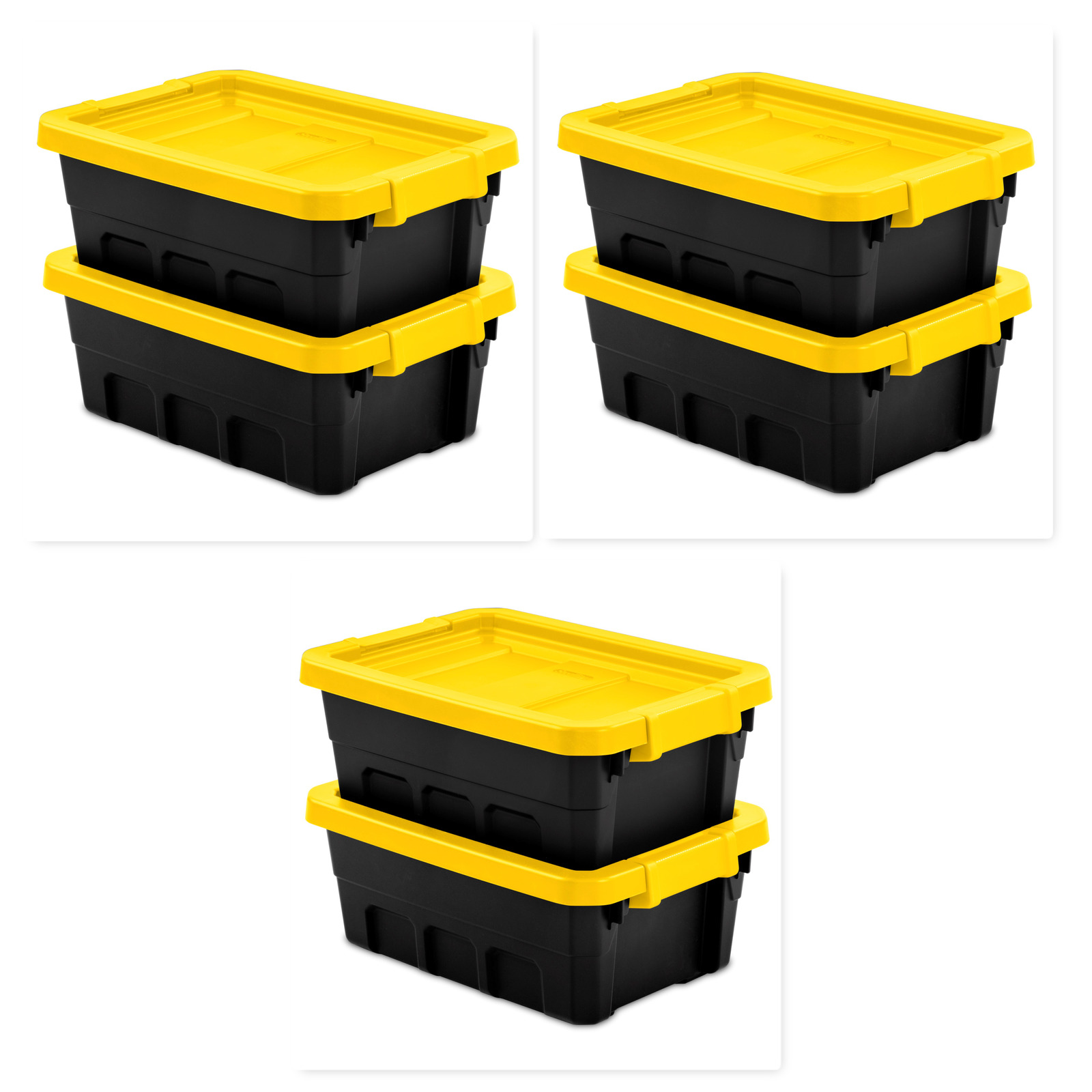 (Set of 6) Sterilite Plastic 4 Gallon Stacker Tote Box Storage Container Yellow