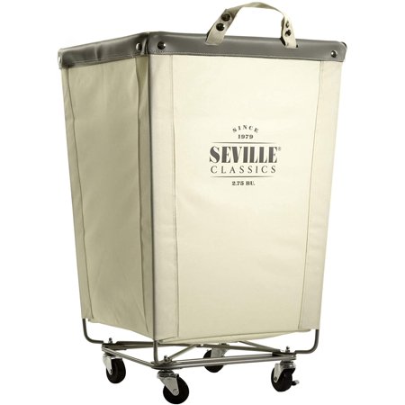 Seville Classics Commercial Heavy-Duty Wheeled Canvas Laundry Hamper, White