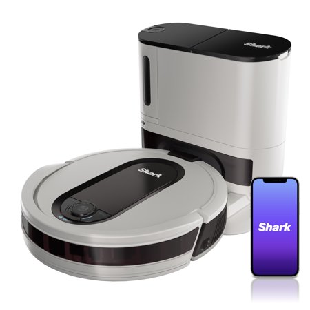Shark EZ Robot Vacuum with Self-Empty Base, Bagless, Works with Google Assistant, White (RV913S)