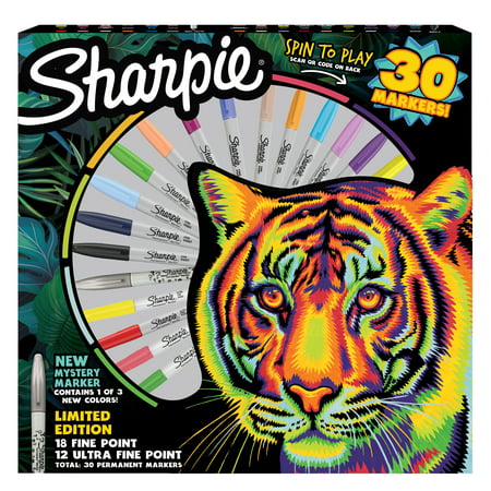 Sharpie Permanent Marker Spinner Pack, Assorted Colors + 1 Mystery Color, Special Edition, 30 Ct