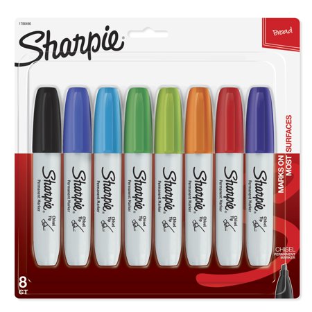 Sharpie Permanent Markers, Chisel Tip, Classic Colors, 8 Count