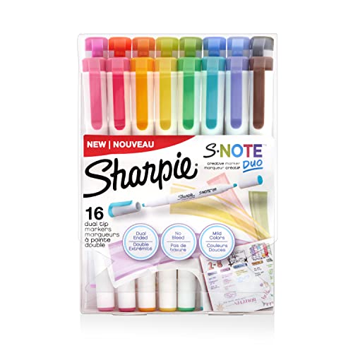 Sharpie S-Note Duo Dual-Ended Creative Markers, Part Highlighter, Part Art Marker, Assorted Colors, Fine and Chisel Tips, Includes Stand-up Easel, 16 Count On Sale At Amazon.com