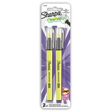 Sharpie Clear View Highlighter With See-Through Chisel Tip, Yellow, 2 Count