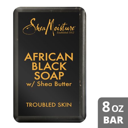SheaMoisture Bar Soap African Black Soap Cleanser with Shea Butter for Troubled Skin 8 oz