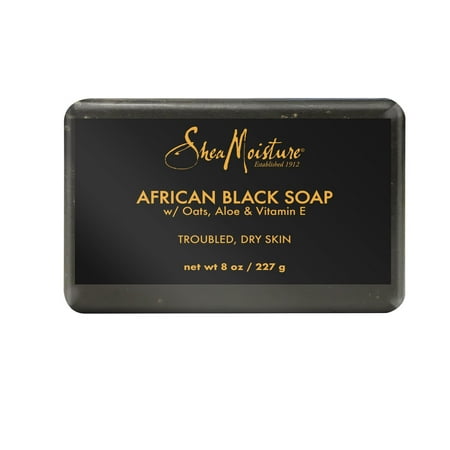 SheaMoisture Bar Soap African Black Soap Cleanser with Shea Butter for Troubled Skin 8 oz - WALMART