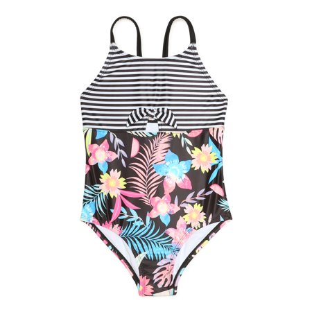 Shelloha Girls' Tropical One-Piece Swimsuit with UPF 50+, Sizes 4-16