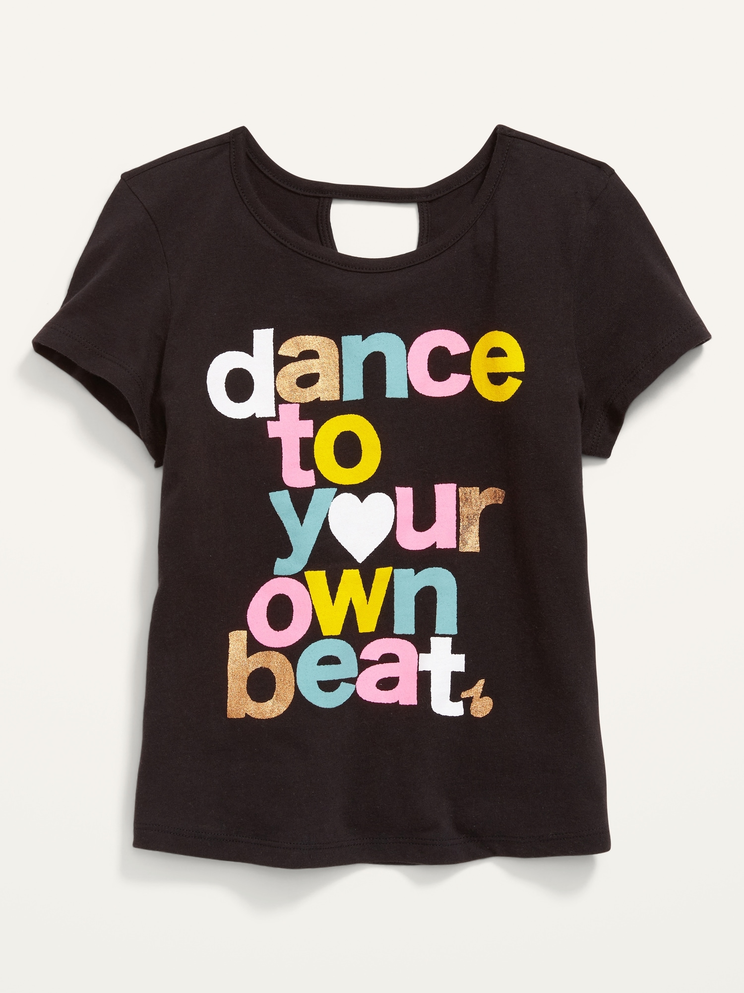 Short-Sleeve Graphic Keyhole-Cutout T-Shirt for Girls