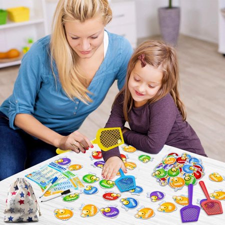 Sight Word Games 142 Pieces Phonics Games Sight Word Swat Game Kids Learning Games Preschool Educational Toys for 3, 4, 5, 6, 7, 8 year olds