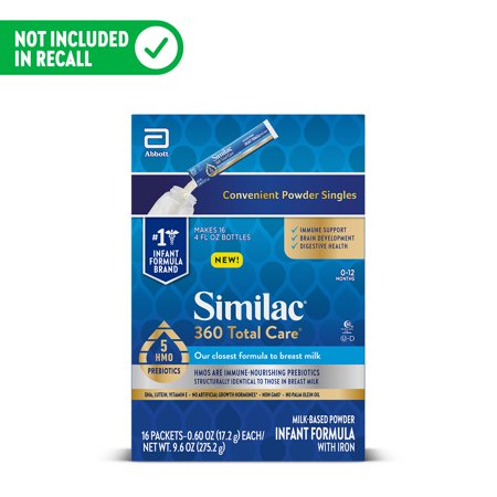 Similac 360 Total Care Infant Formula Powder, 0.61-oz Packet (Case of 16)