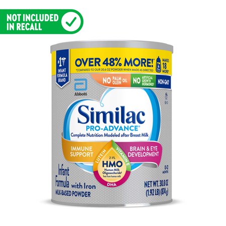 Similac Pro-Advance Non-GMO Powder Baby Formula, 30.8 oz Canister