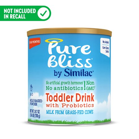 Similac Pure Bliss GMO Free Grass Fed Powder Toddler Formula, 24.7 oz Canister