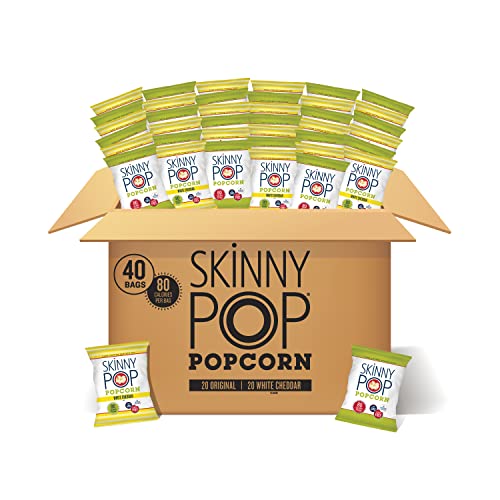 SkinnyPop White Cheddar Popcorn, Skinny Pack, 6ct, 0.65oz Individual Snack Size Bags - AMAZON FRESH