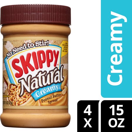 SKIPPY Natural Creamy Peanut Butter, 15 Oz (Pack of 4)