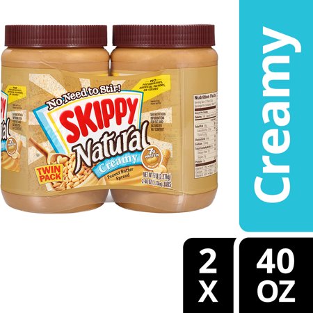 SKIPPY Natural Creamy Peanut Butter, 40 oz (2 Pack)