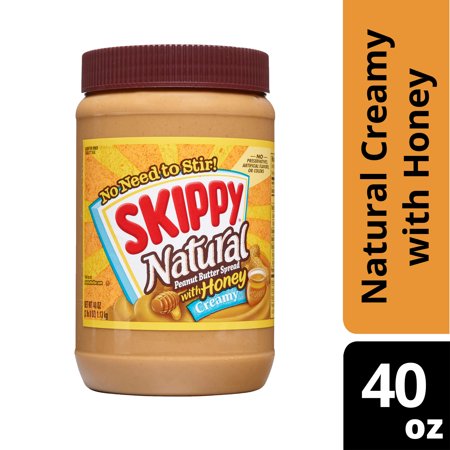 SKIPPY Natural Creamy Peanut Butter Spread with Honey, 40 oz