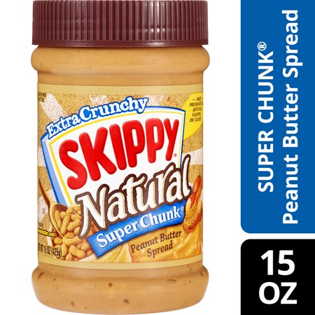 Skippy Natural Super Chunk Peanut Butter Spread, 15 Oz