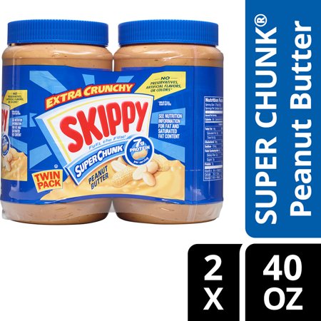 SKIPPY Super Chunk Peanut Butter, 40 oz (2 Pack)