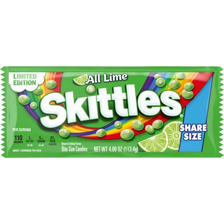 Skittles Gluten-Free Lime Fruit Flavored Candy, 4 Oz
