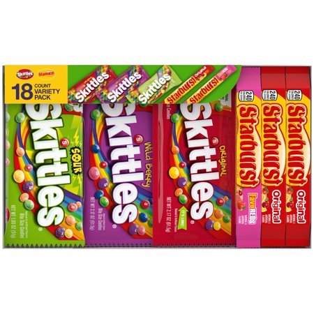 Skittles & Starburst Variety Pack Chewy Candy Assortment -18 Bars Box