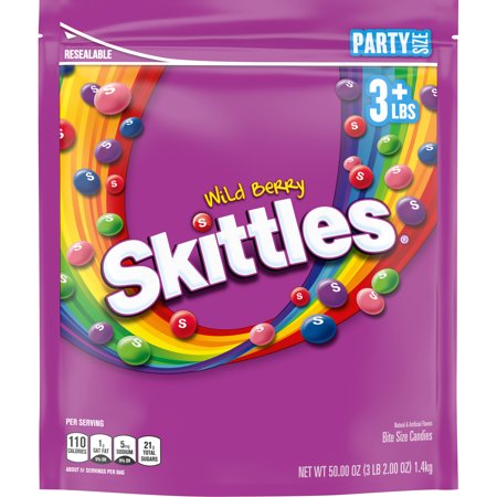 Skittles Wild Berry Chewy Candy, Party Size, 50 oz Bag