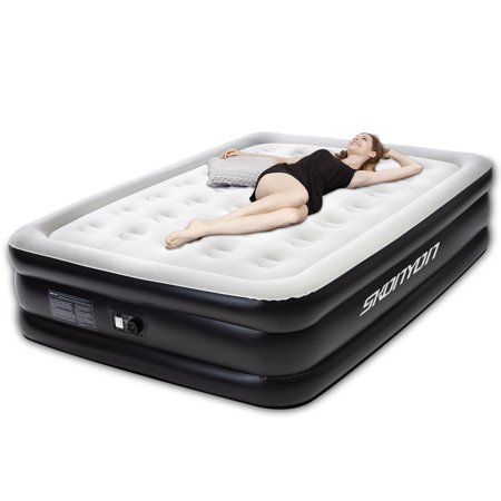 SKONYON Air Mattress Queen Size Air Bed with Built-in Pump Deluxe Air Bed Double Queen Size Air Bed