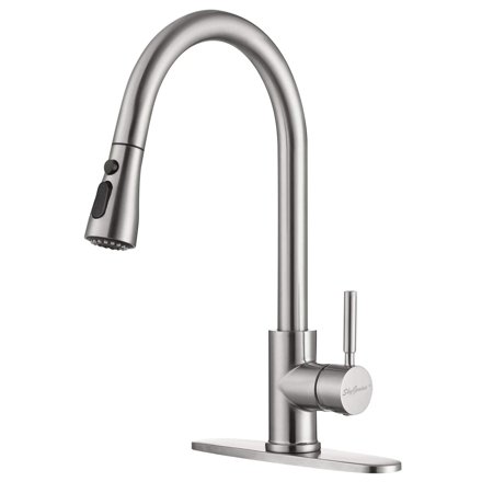 SkyGenius Pull Down Kitchen Faucet with Sprayer Single Handle Sink Faucet Brushed Nickel for Kitchen
