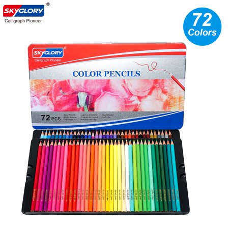 SKYGLORY 72 Colored Pencils Set Pre-Sharpened Oil Color Pencils with Metal Storage Case Art Supplies for Children Students Adults Professionals Artists Drawing Sketching Writing Coloring Books