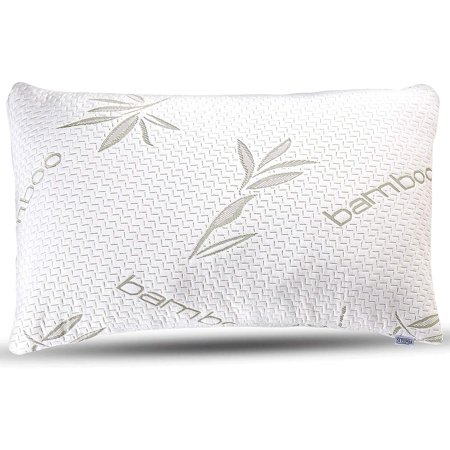 Sleepsia Bamboo Pillow, Queen Size Premium Memory Foam Pillow with Washable Pillow Case – (Adjustable Queen)