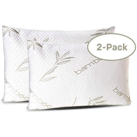 Sleepsia Bamboo Shredded Memory Foam Pillow for Sleeping with Washable Pillow Case, 2-Pack, Queen