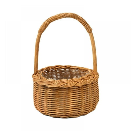 Small Rattan Flower Basket, Willow Handwoven Basket ,Easter Eggs Candy Basket Wedding Flower Girl Baskets for Home Decor