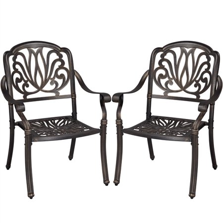 SmileMart Antique Bronze Scroll Design Aluminum Outdoor Bistro Chairs, Set of 2