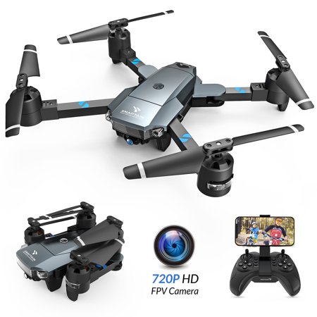SNAPTAIN A15H-720 Foldable 720P HD Camera Drone with Live Video 120° Wide-Angle Wifi Quadcopter ,Trajectory Flight/Altitude Hold/Headless Mode/3D Flip/One Key Return for Beginners Grey