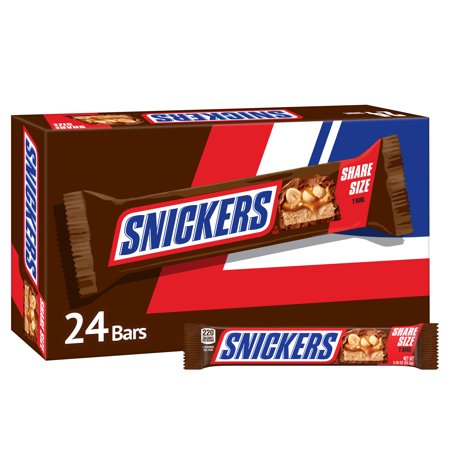 Snickers Chocolate Candy Bars Share Size - 3.29 oz. 24 ct. Bulk Pack