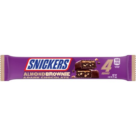 Snickers Dark Chocolate Almond Brownie Candy Bars Share Size - 2.52oz