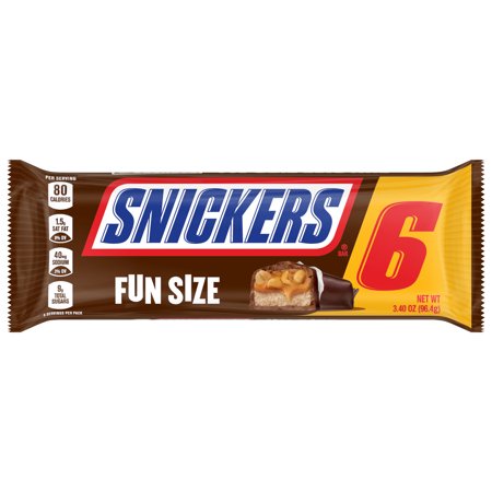 SNICKERS, Milk Chocolate Fun Size Bars, 6 Count
