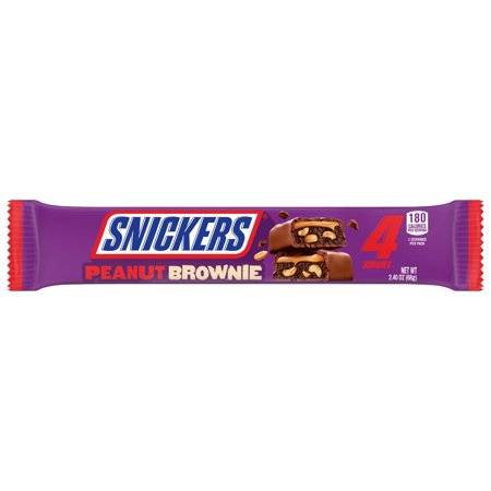 Snickers Peanut Brownie Squares Share Size Chocolate Candy Bar, 2.4 oz